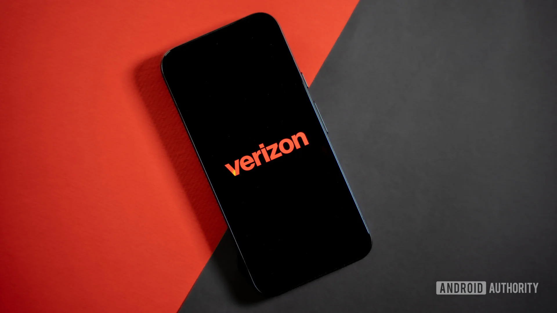 Verizon Wireless logo on phone stock photo